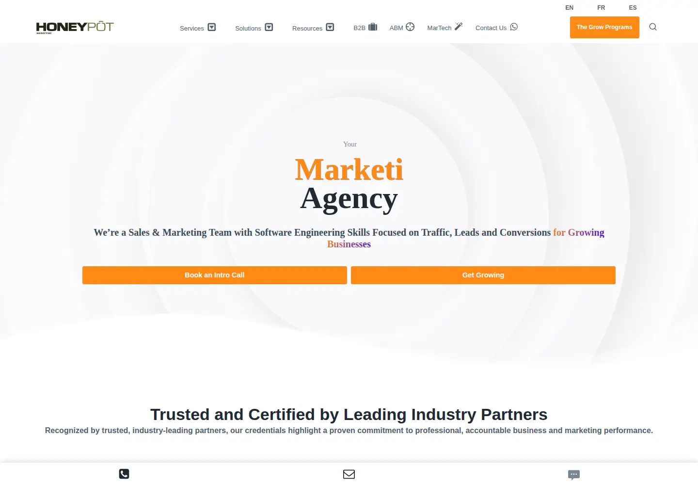 Captured homepage of honeypotmarketing.com in the current scan