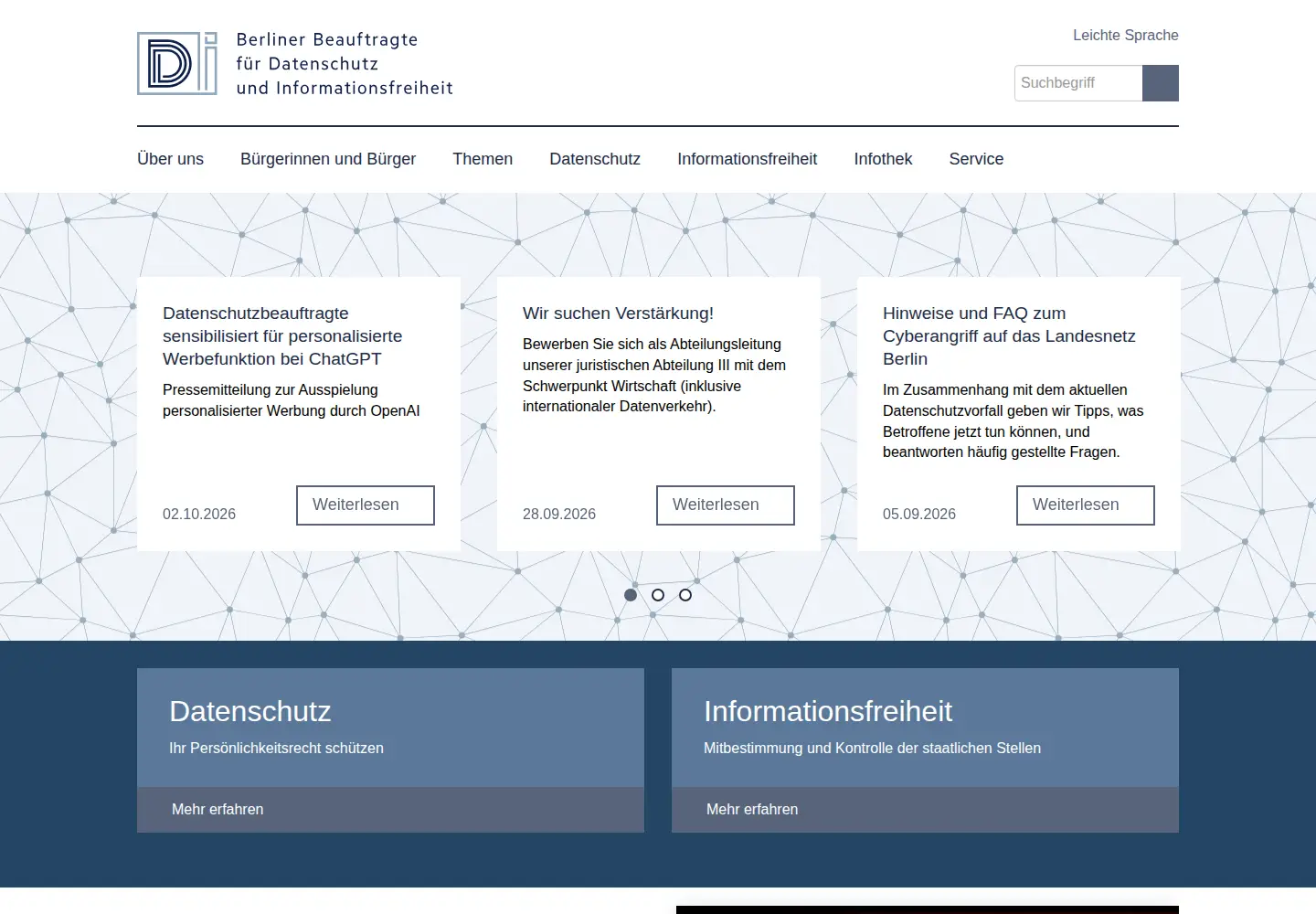 Captured homepage of datenschutz-berlin.de in the current scan