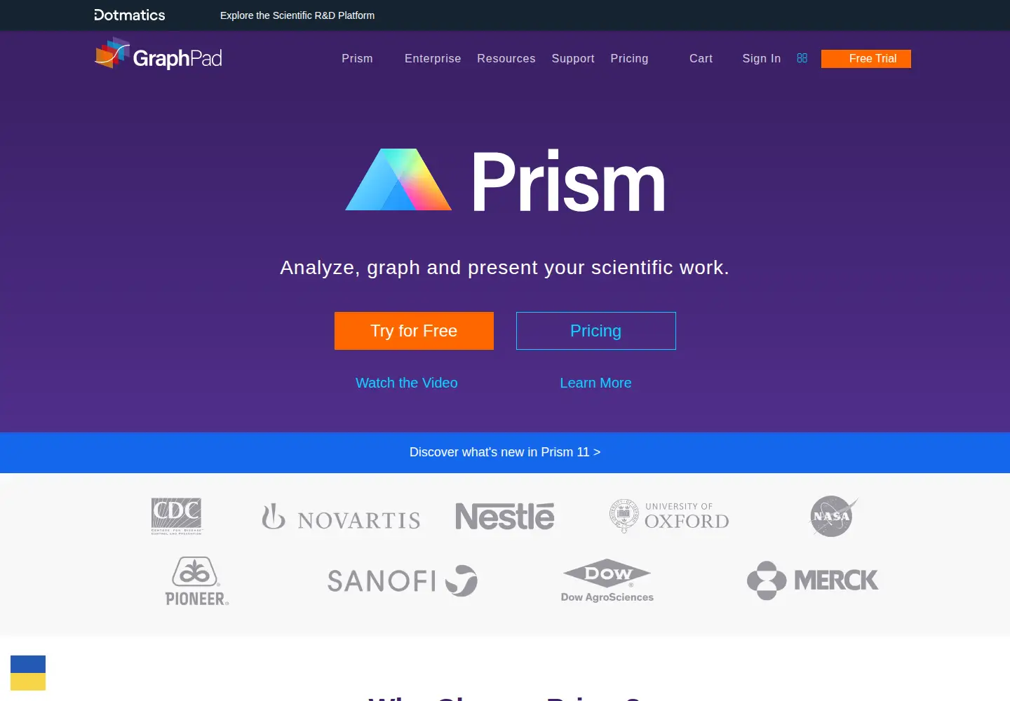 Captured homepage of graphpad.com in the current scan
