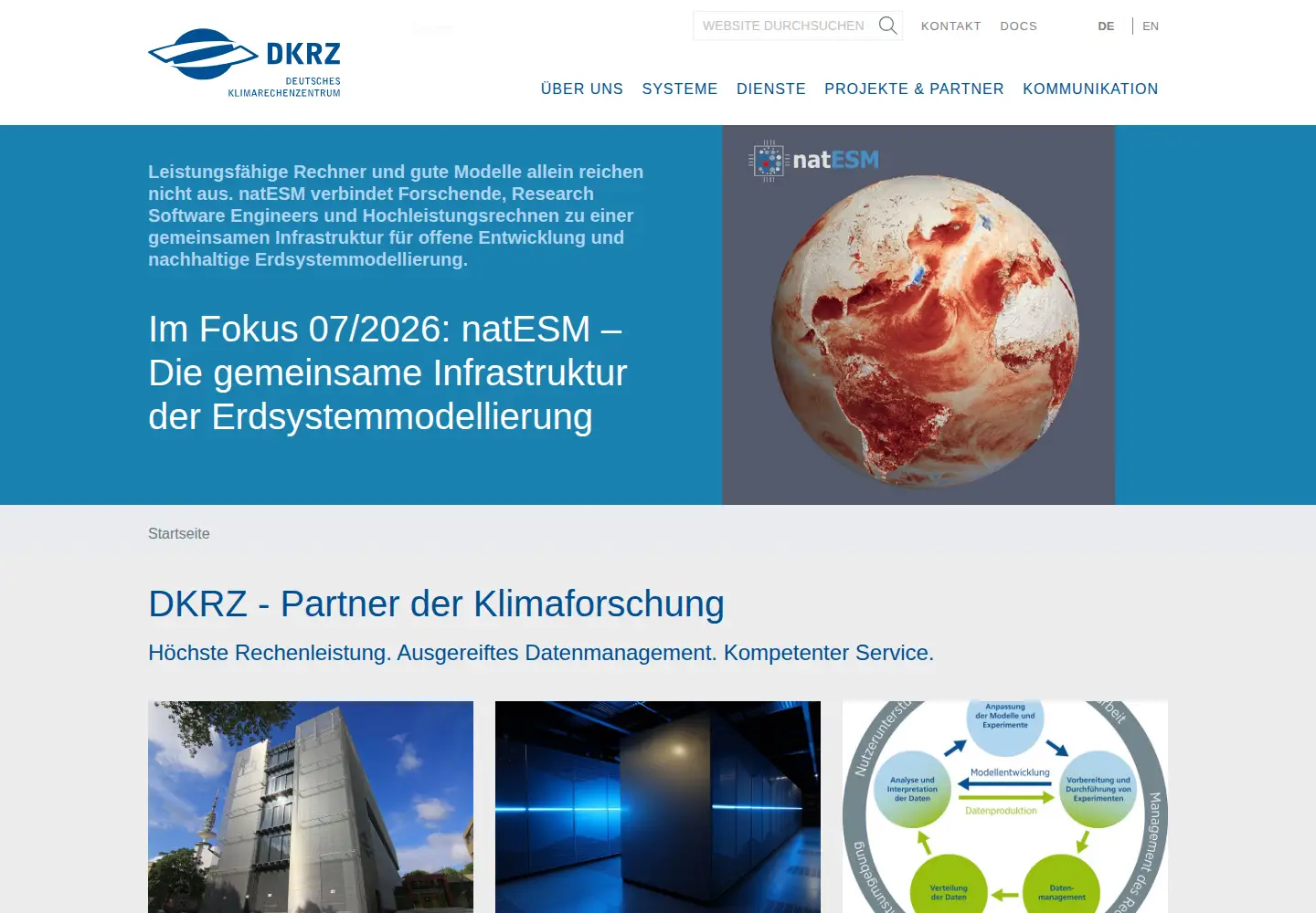 Captured homepage of dkrz.de in the current scan