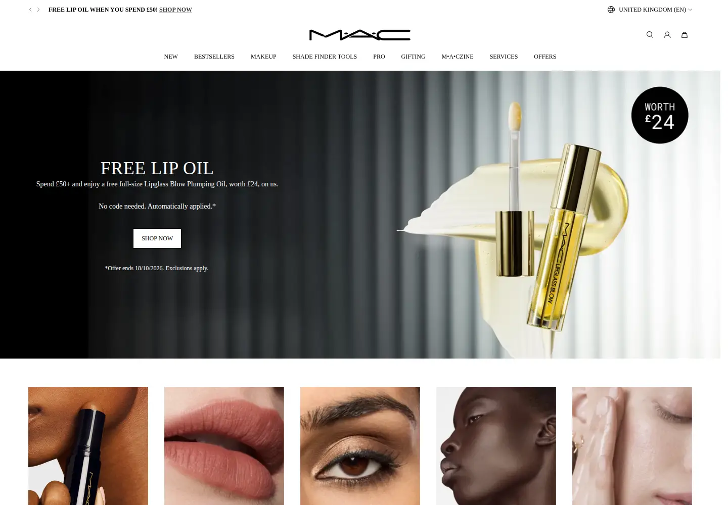 Screenshot of maccosmetics.co.uk