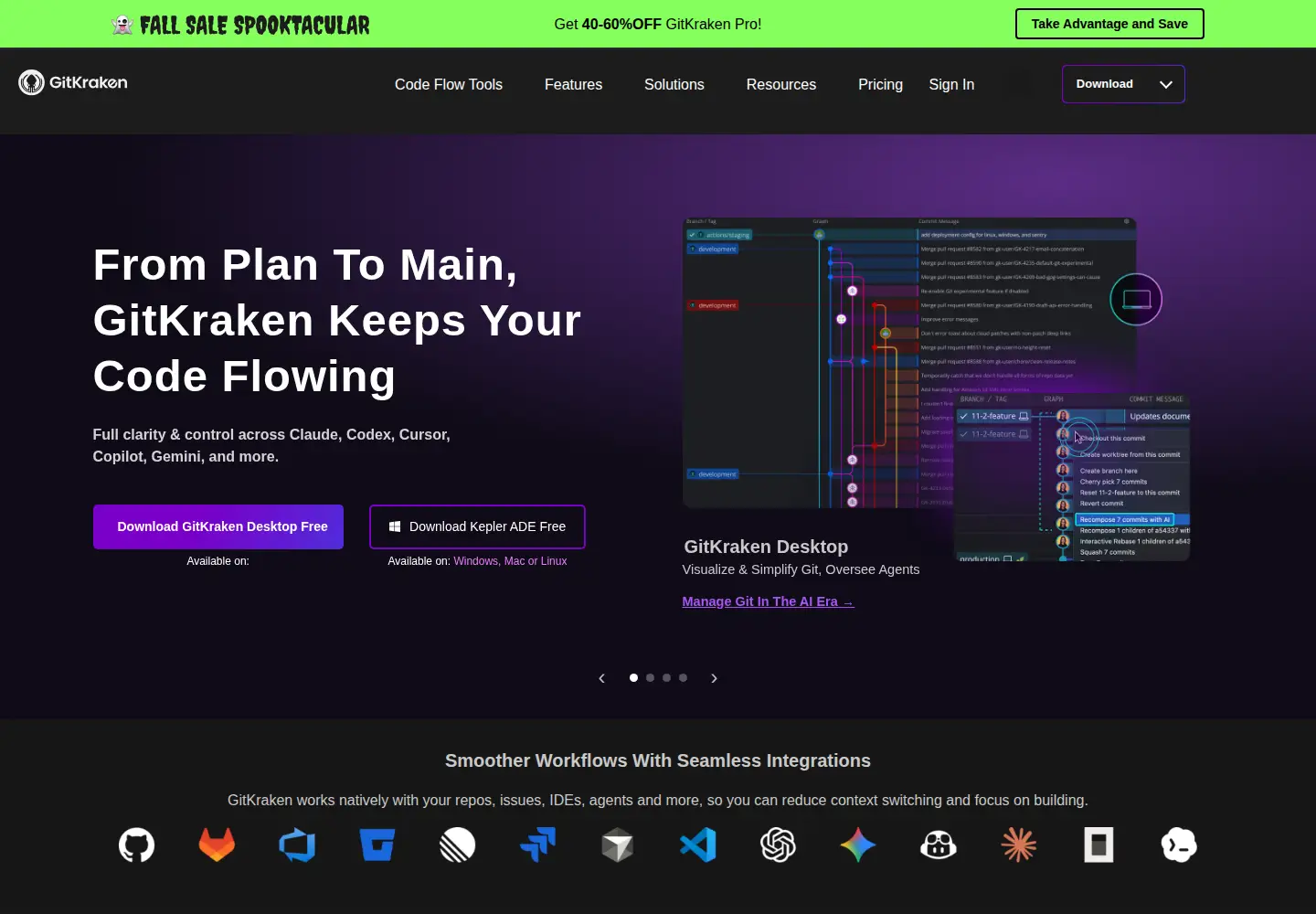 Screenshot of gitkraken.com