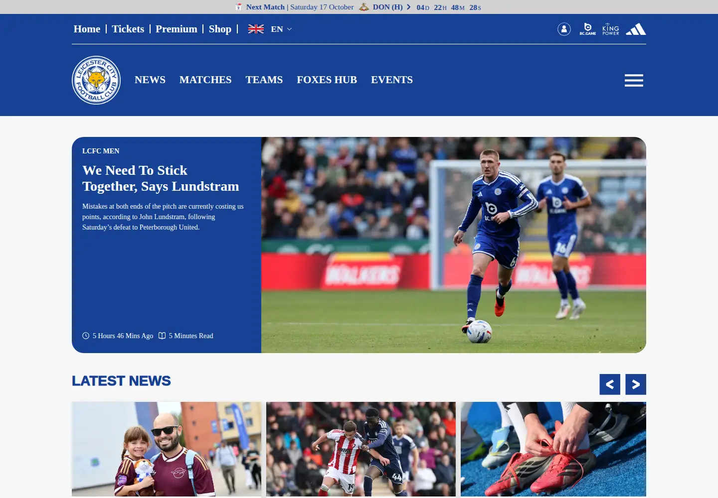 Captured homepage of lcfc.com in the current scan