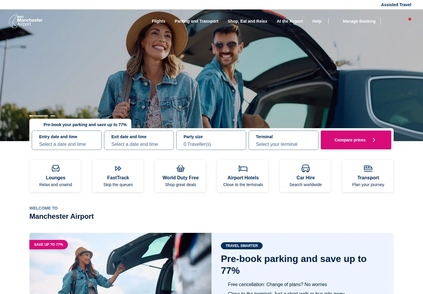 Captured homepage of manchesterairport.co.uk in the current scan