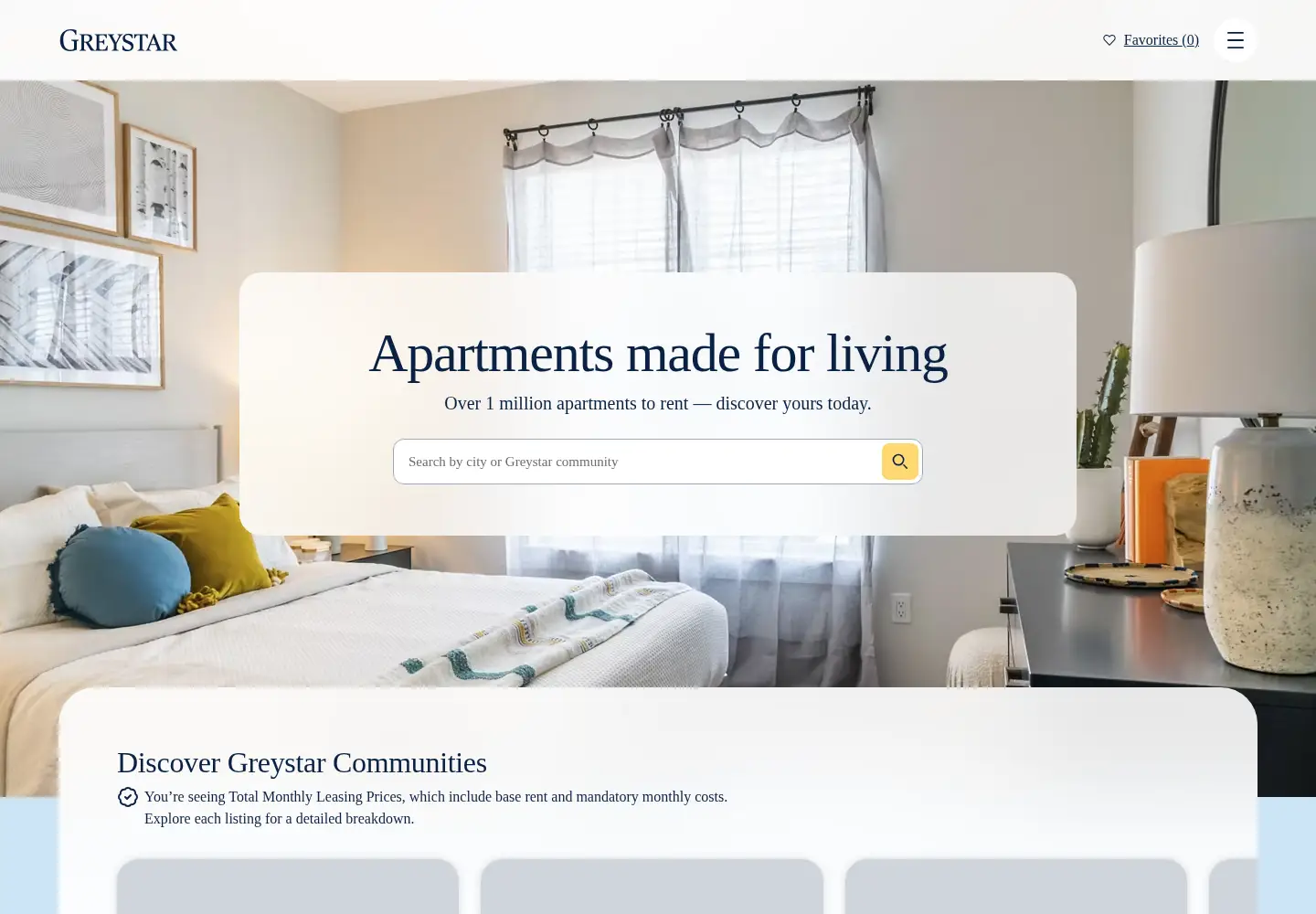 Captured homepage of greystar.com in the current scan