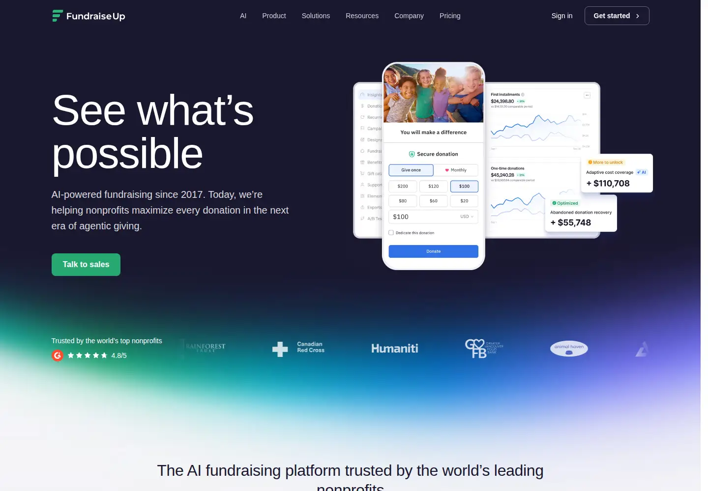 Screenshot of fundraiseup.com