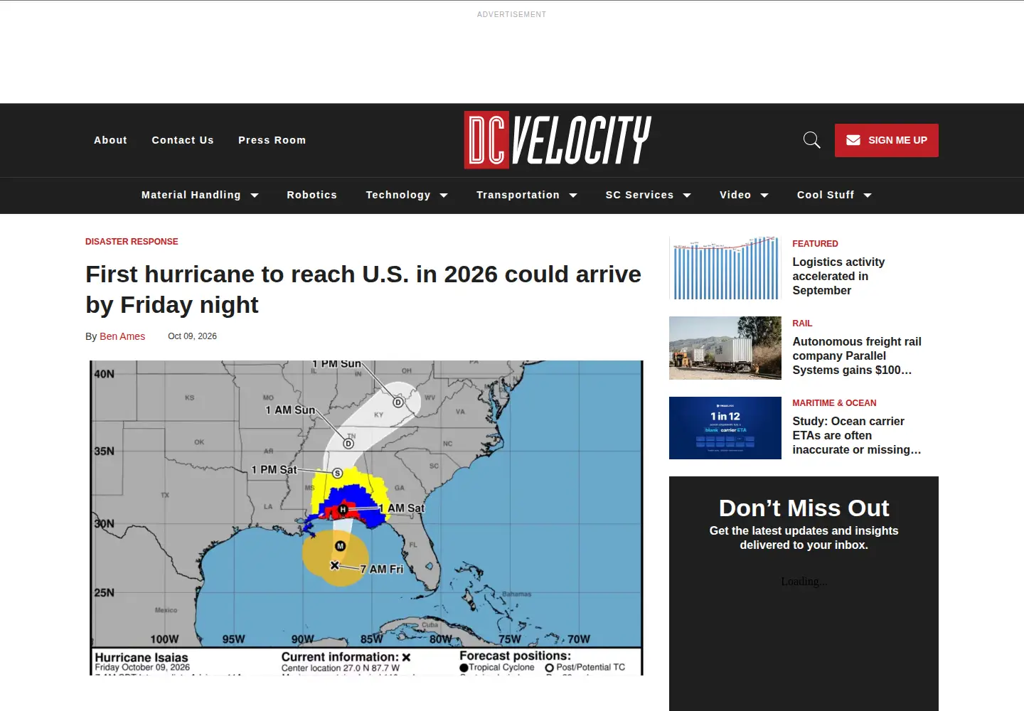 Captured homepage of dcvelocity.com in the current scan