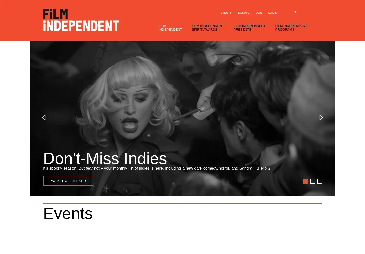 Screenshot of filmindependent.org