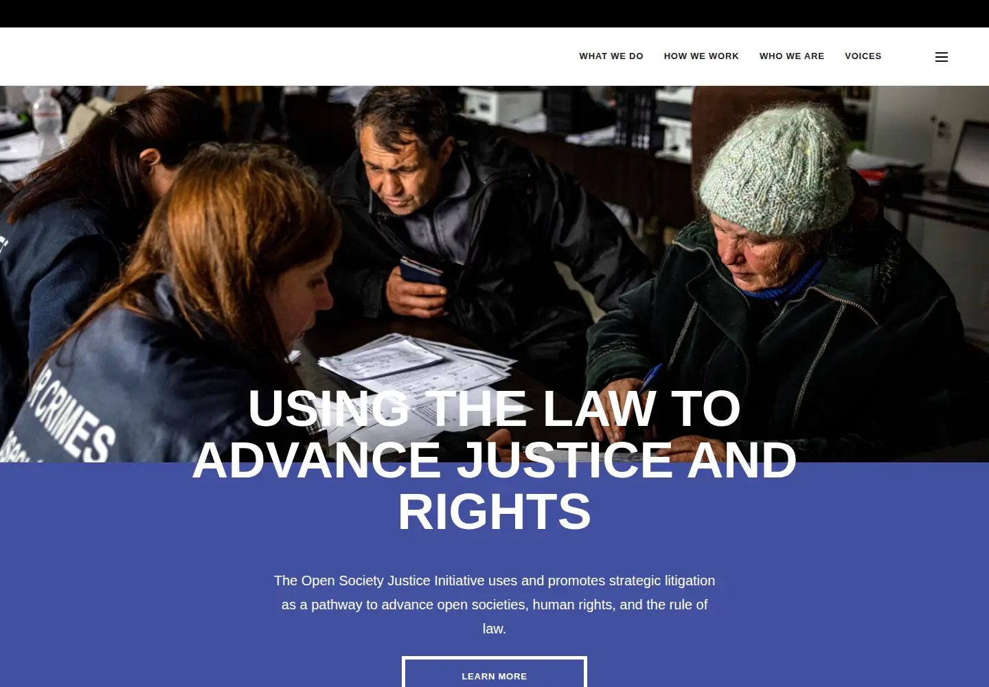 Captured homepage of justiceinitiative.org in the current scan