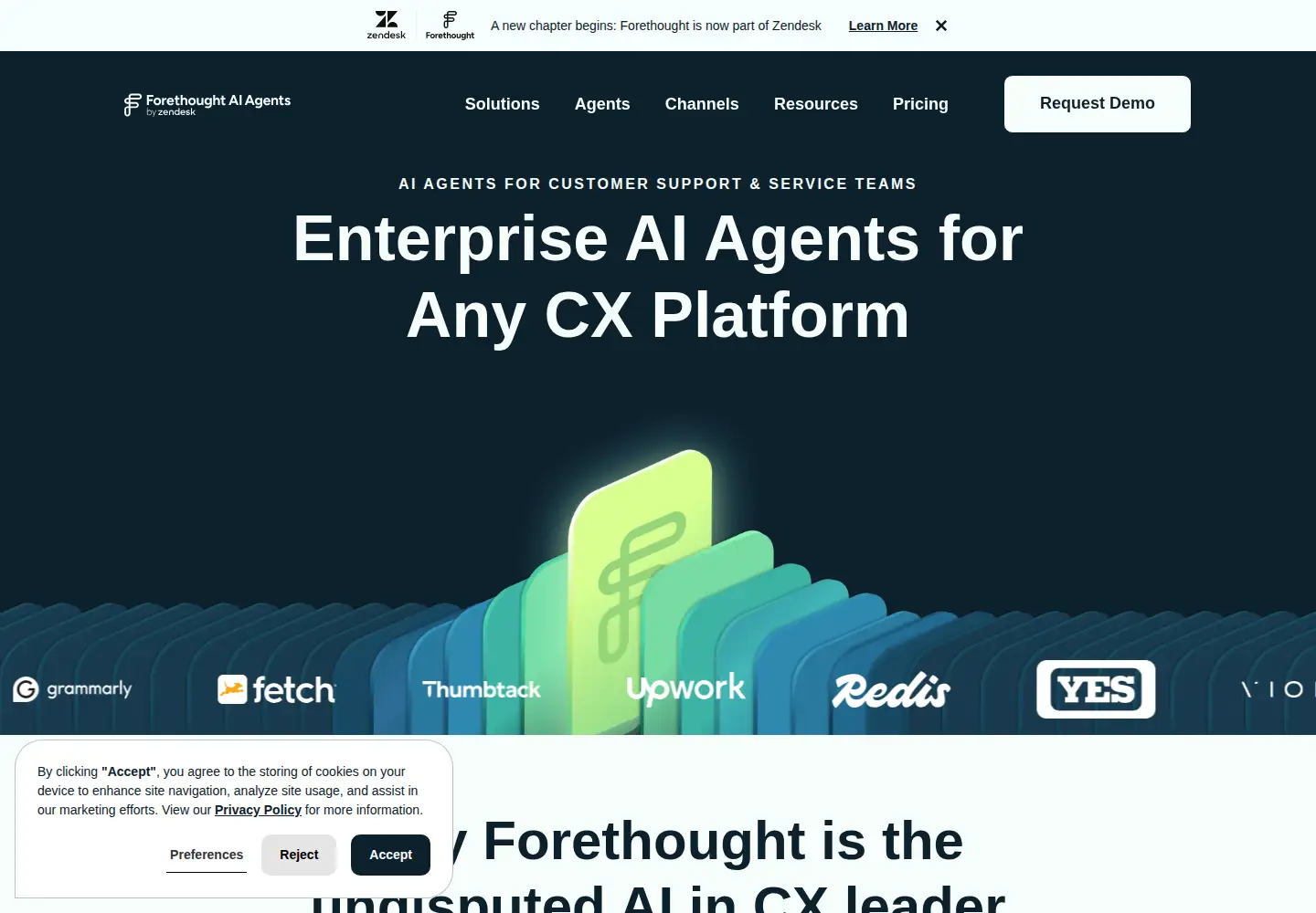 Captured homepage of forethought.ai in the current scan