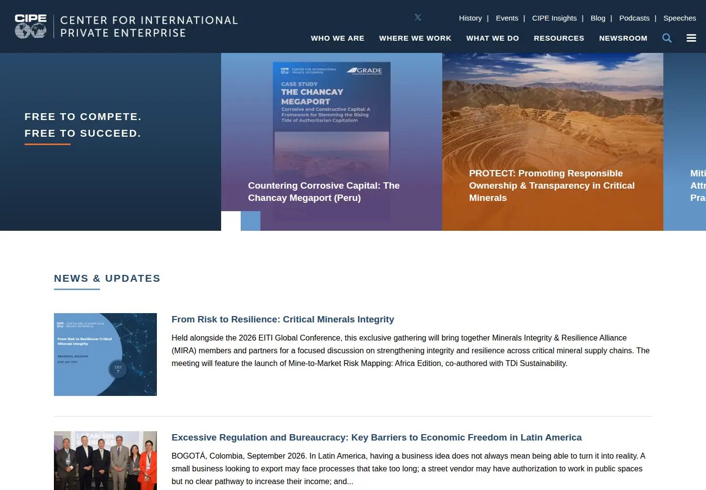 Captured homepage of cipe.org in the current scan
