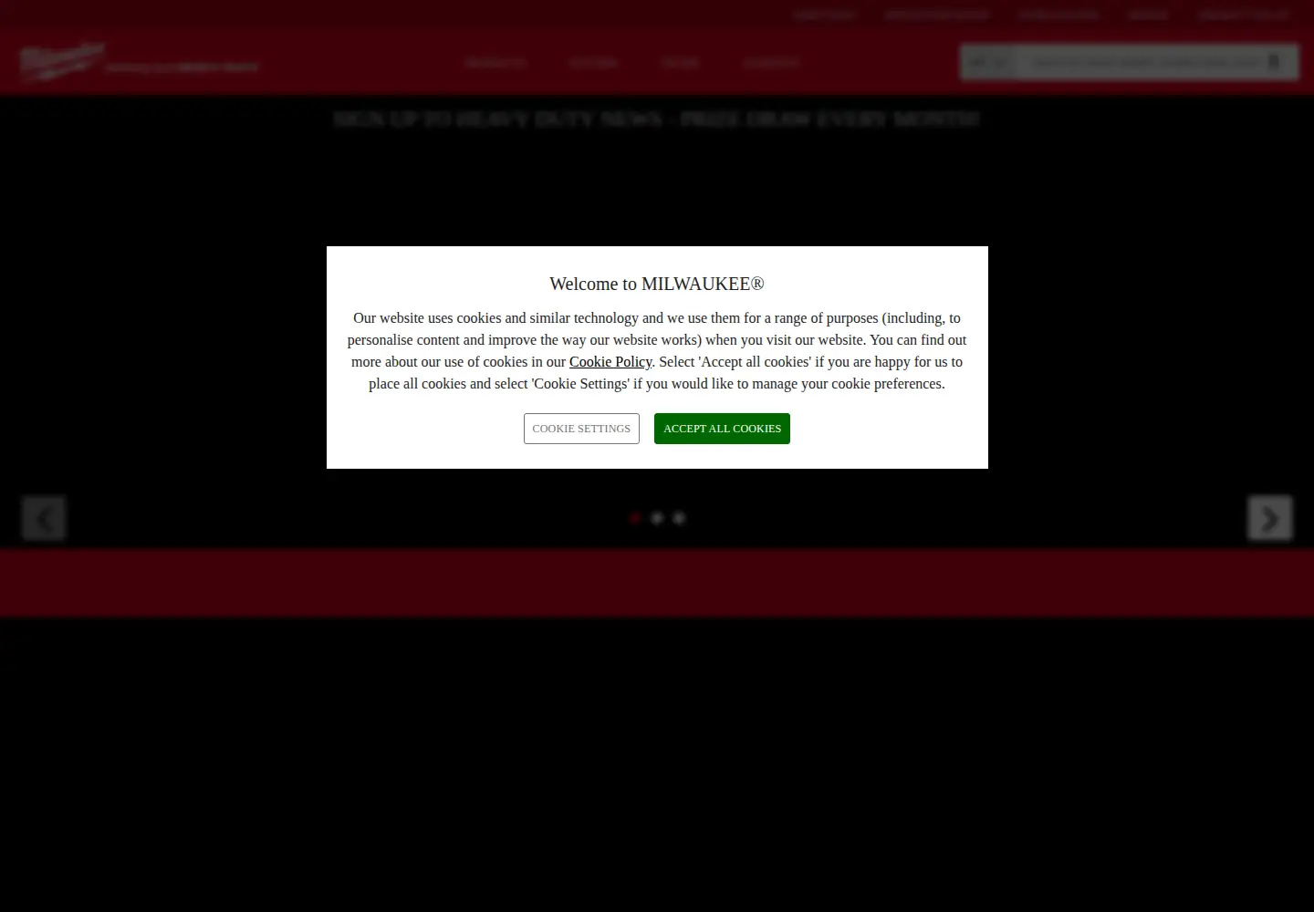 Captured homepage of milwaukeetool.eu in the current scan