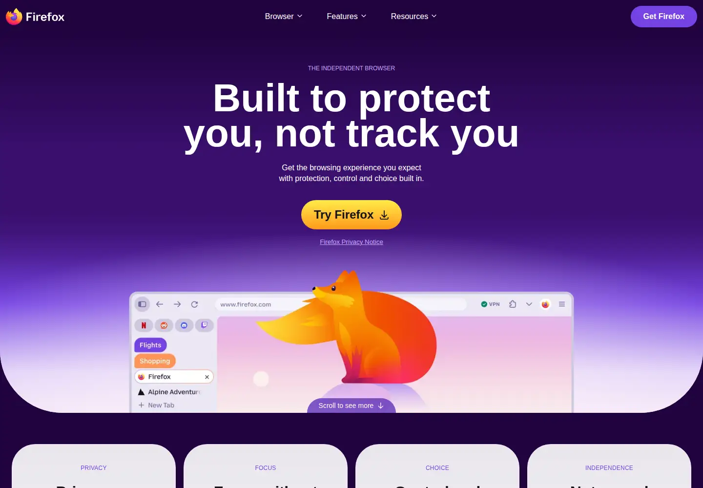 Screenshot of firefox.com