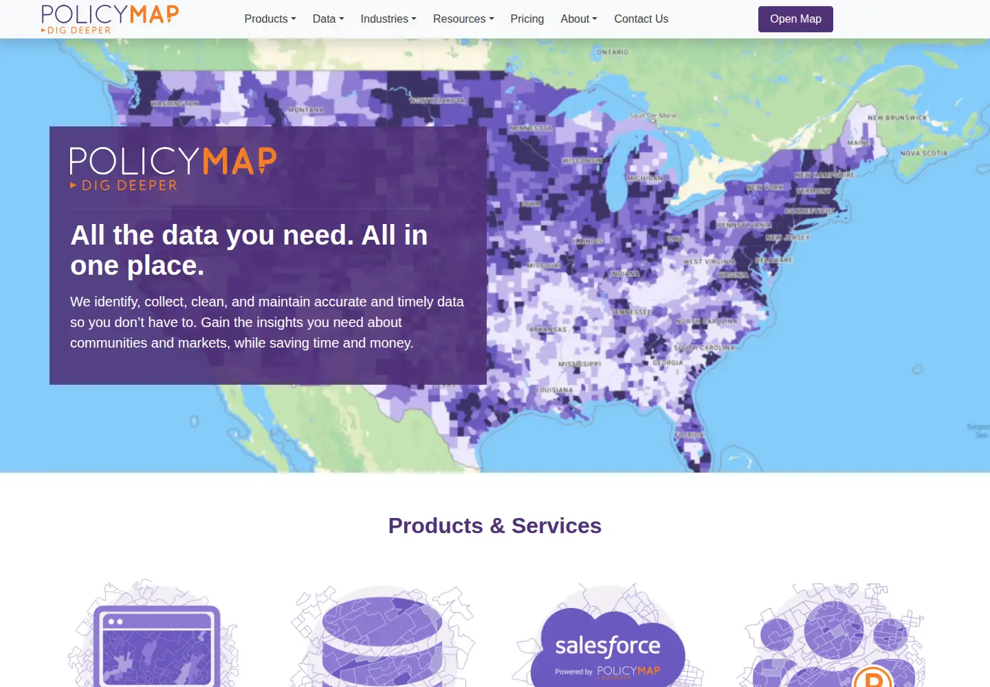 Captured homepage of policymap.com in the current scan