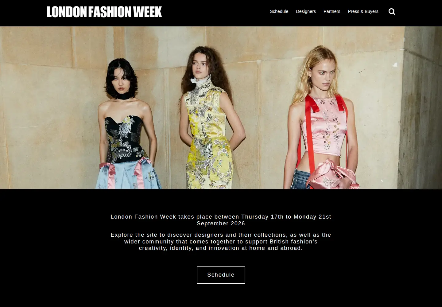 Captured homepage of londonfashionweek.co.uk in the current scan