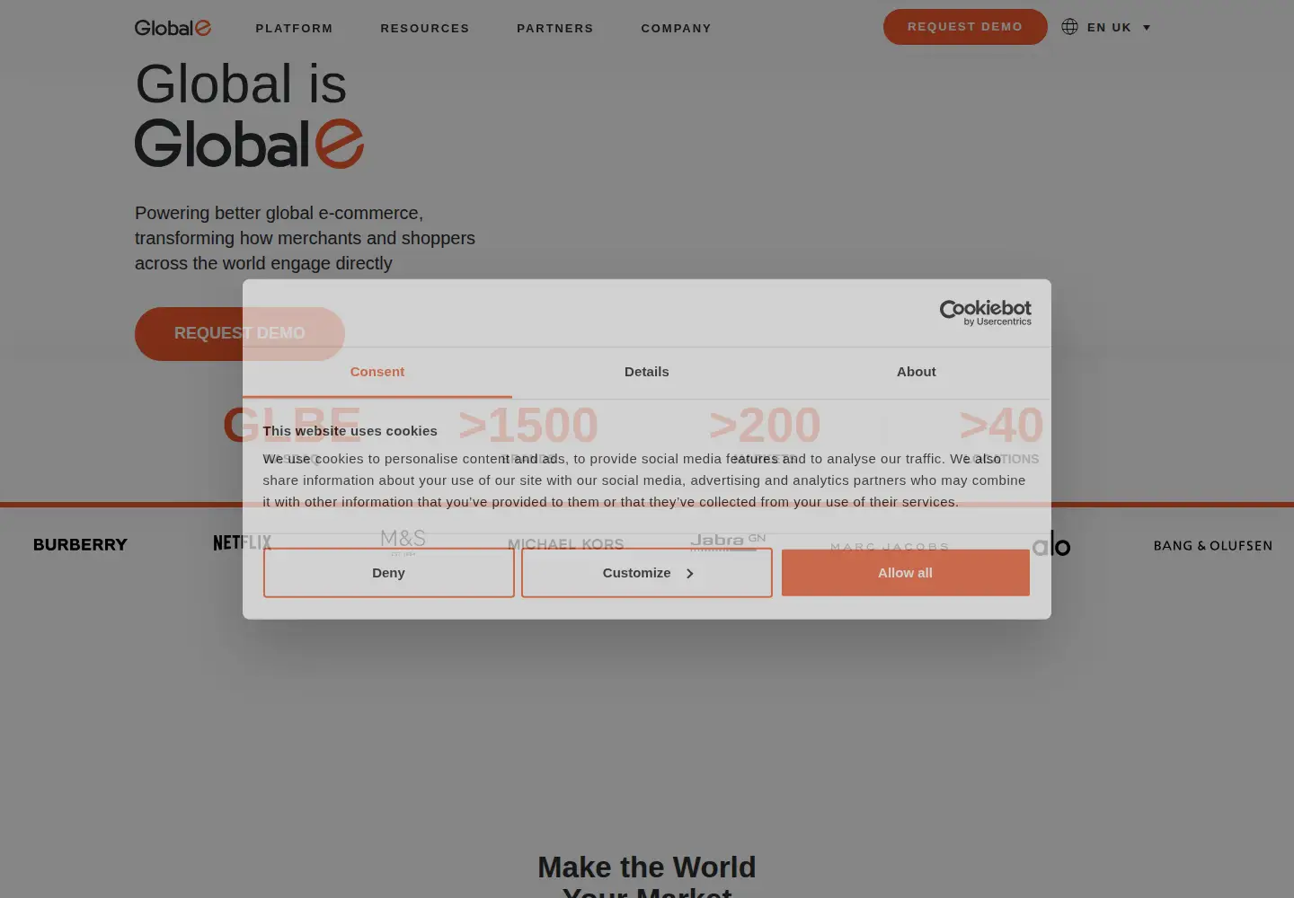 Screenshot of global-e.com