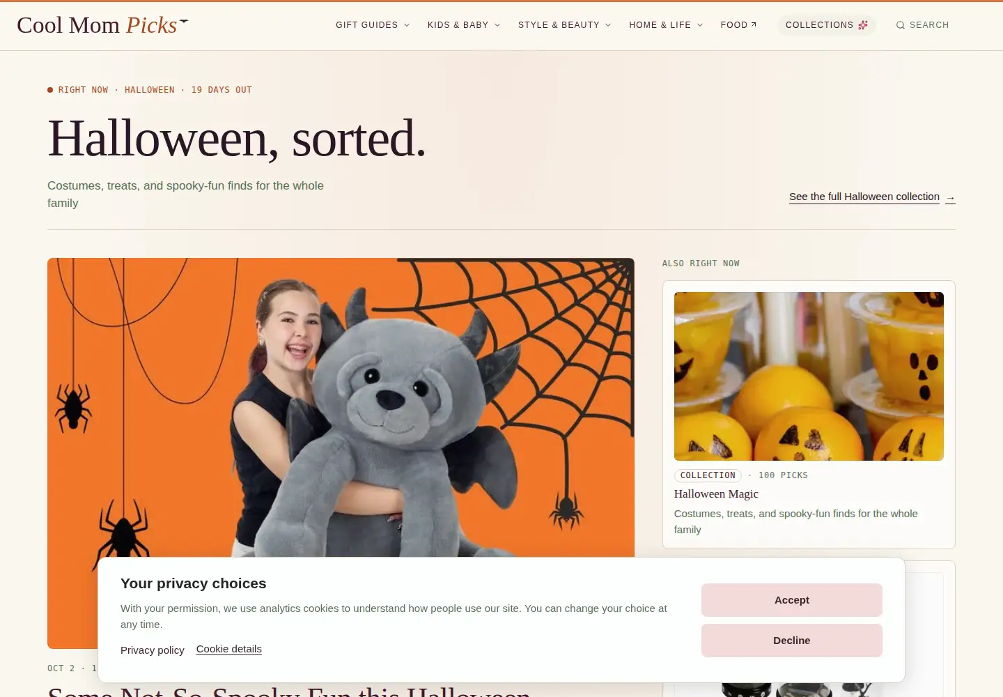 Captured homepage of coolmompicks.com in the current scan