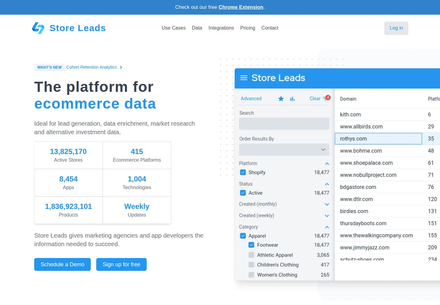 Screenshot of storeleads.app