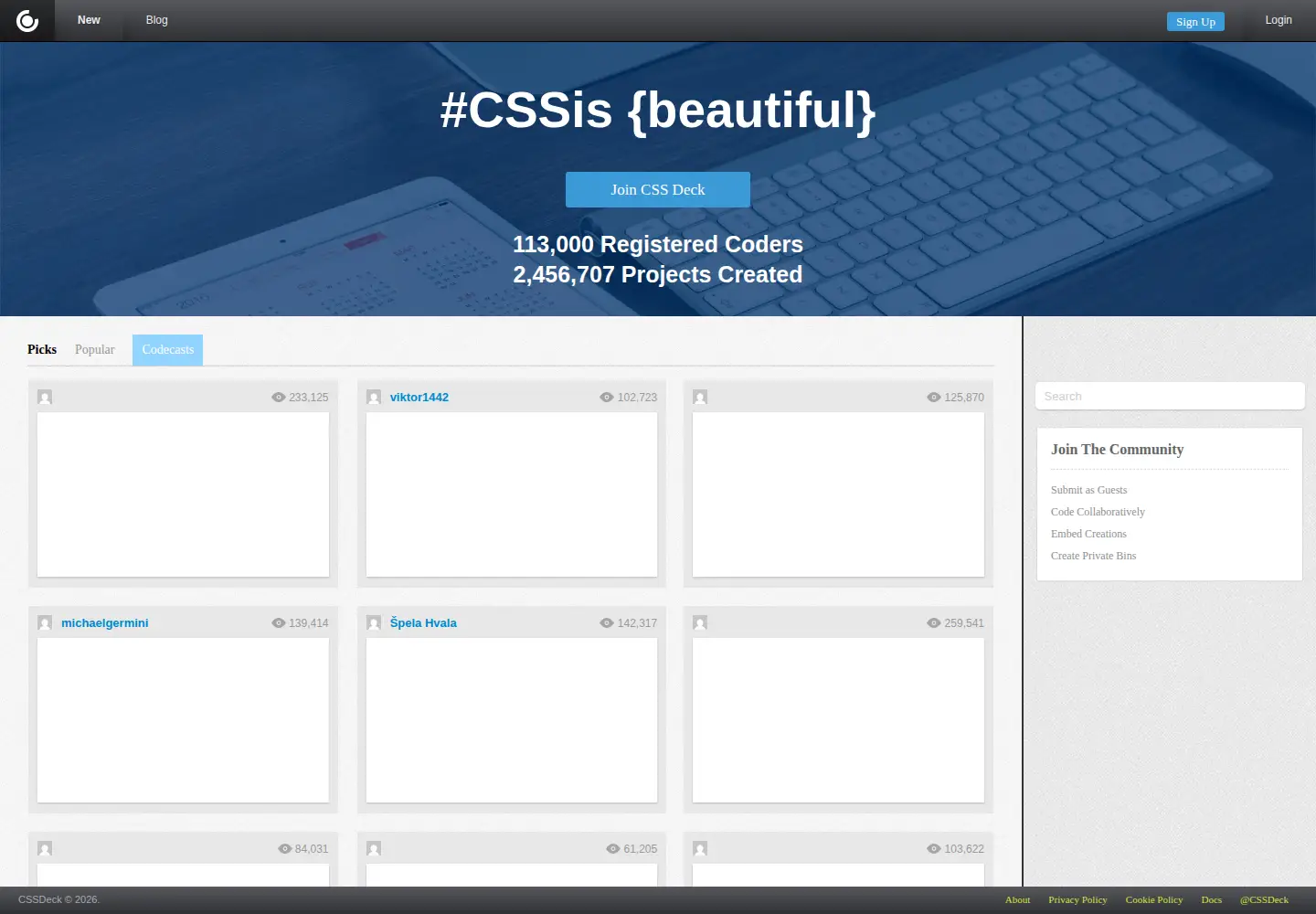 Screenshot of cssdeck.com
