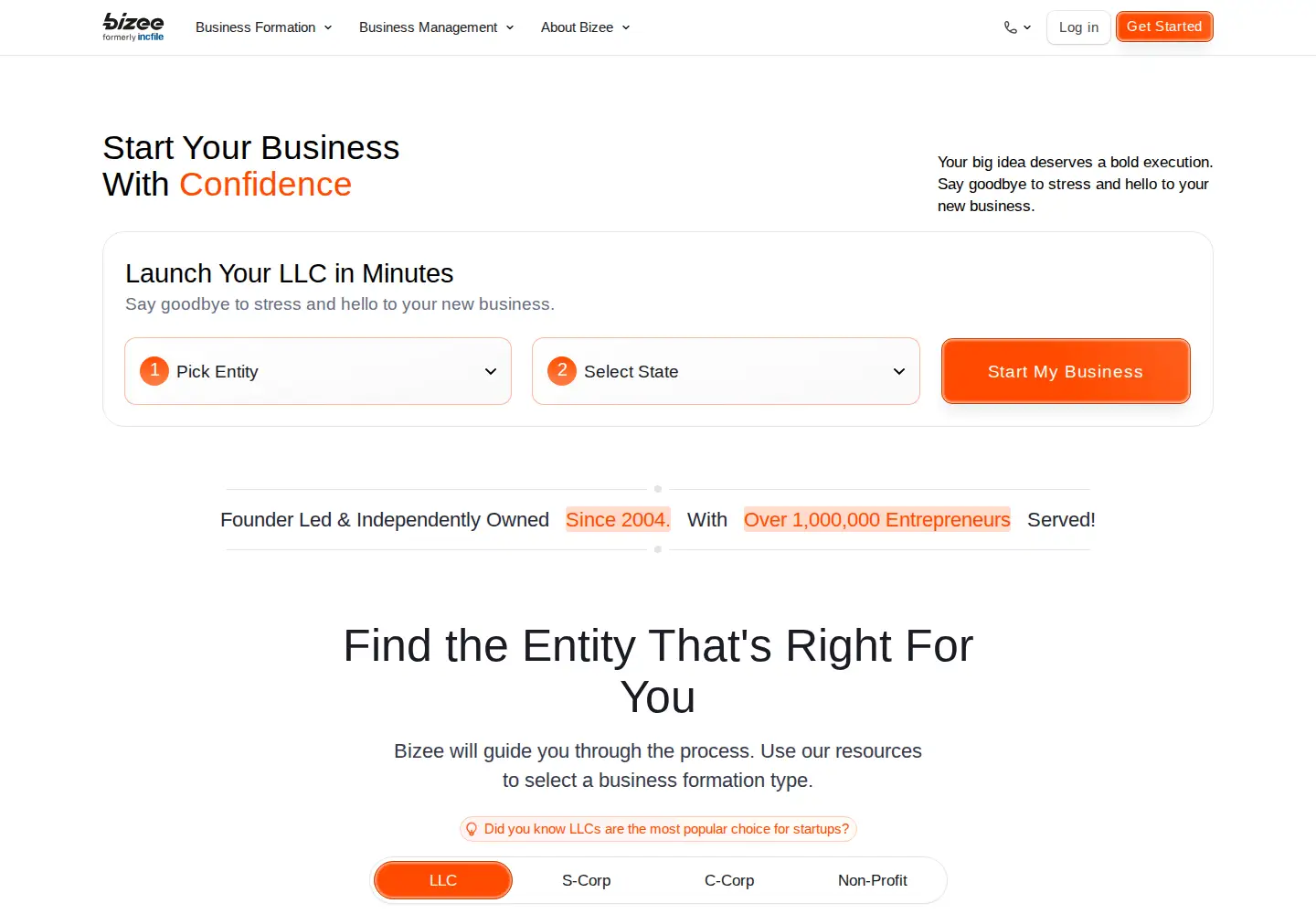 Screenshot of incfile.com
