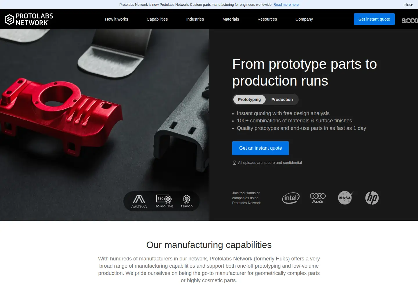 Captured homepage of 3dhubs.com in the current scan