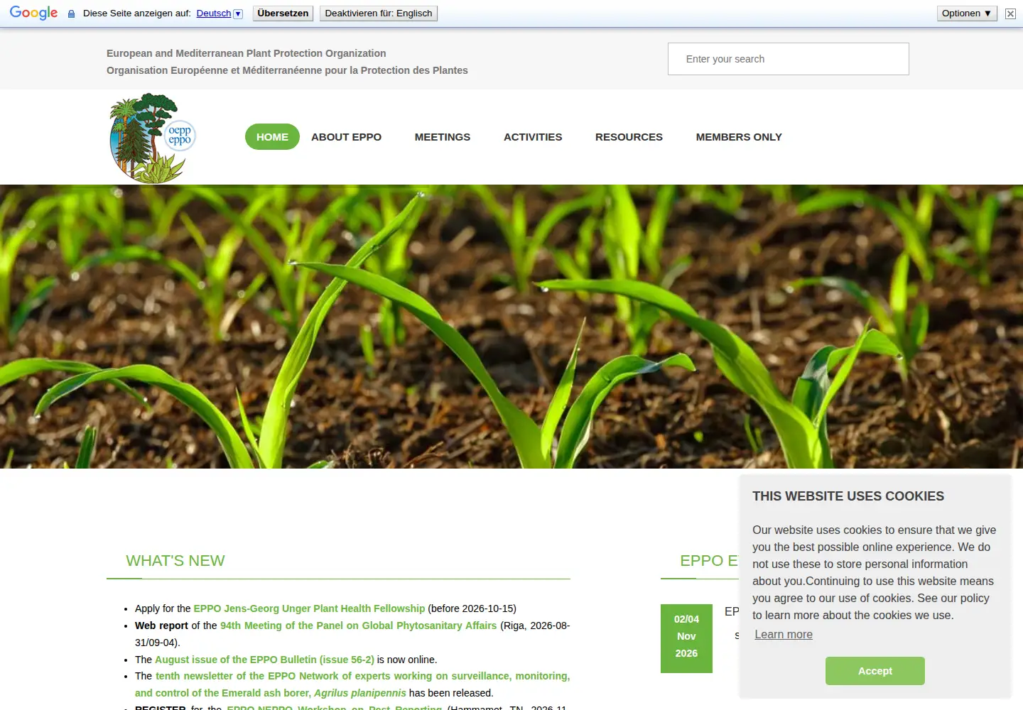 Screenshot of eppo.int