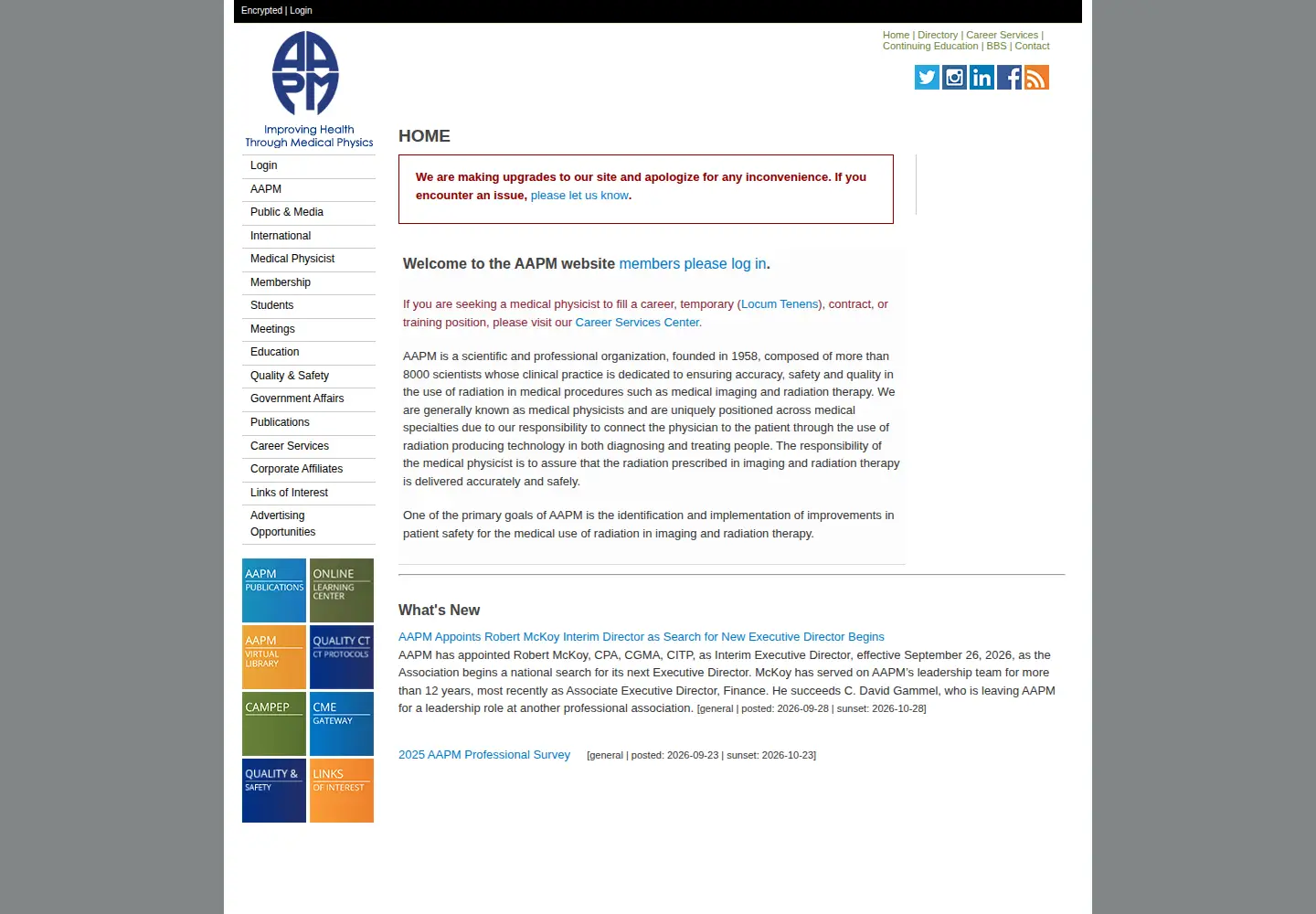 Screenshot of aapm.org
