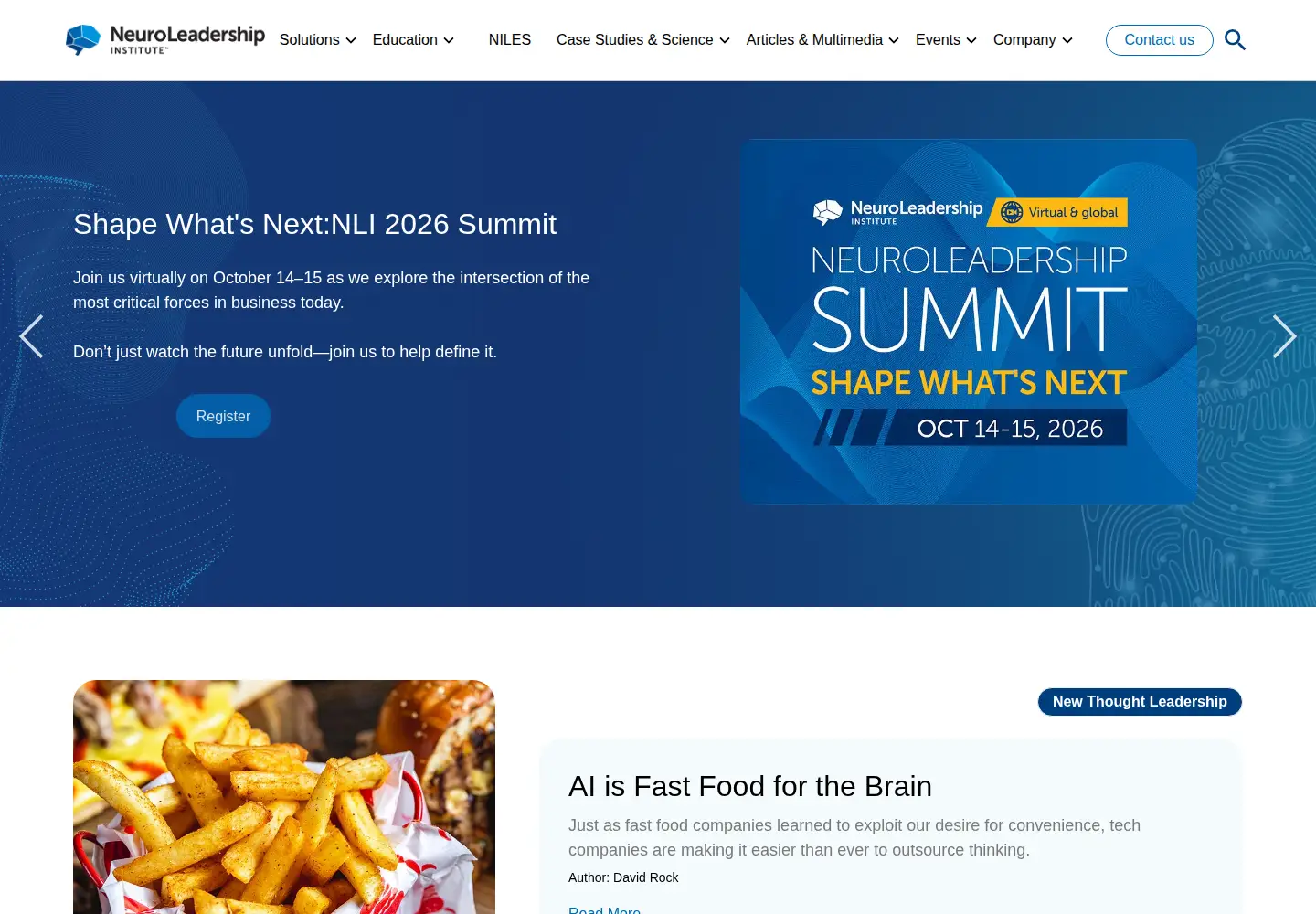 Captured homepage of neuroleadership.com in the current scan