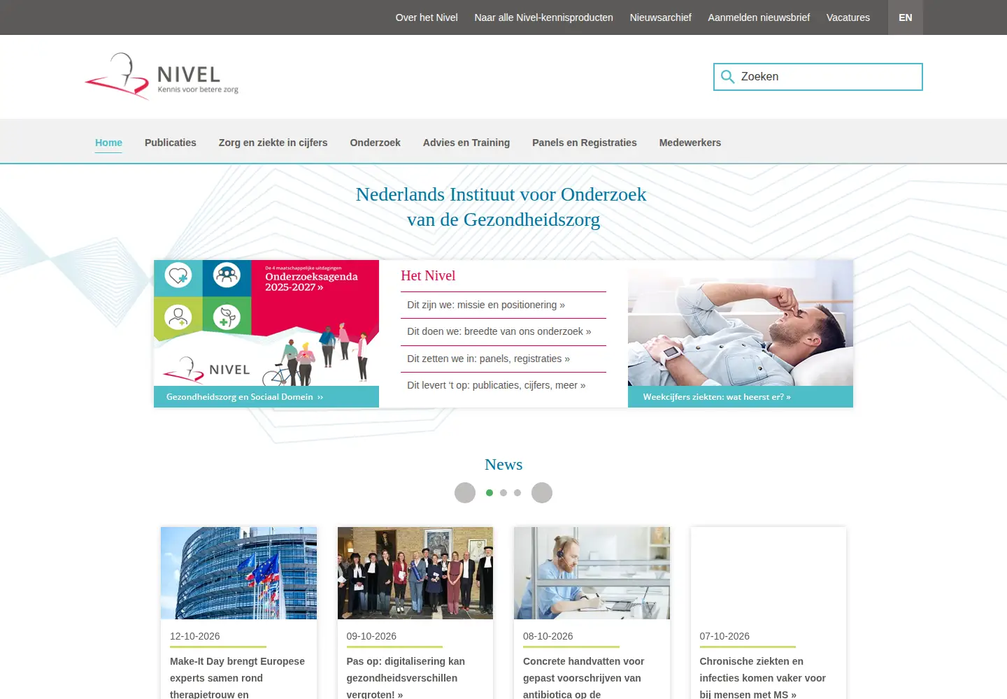 Captured homepage of nivel.nl in the current scan