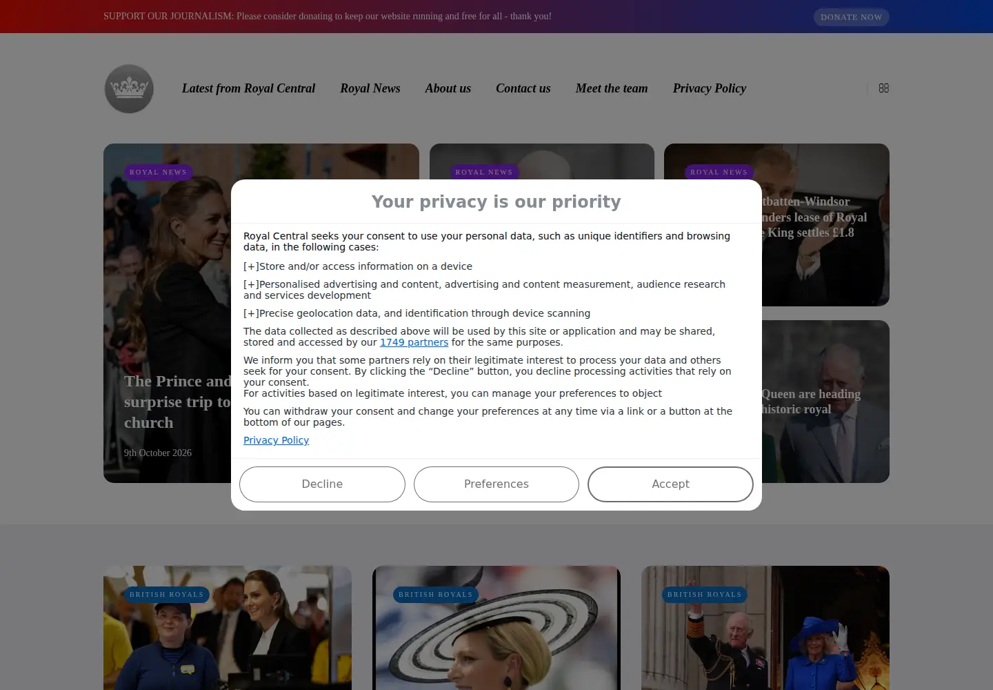 Screenshot of royalcentral.co.uk
