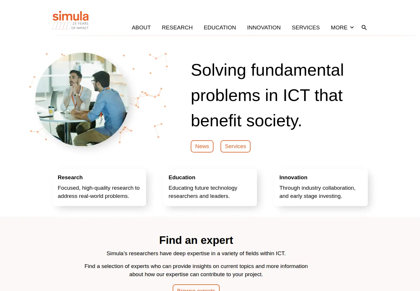 Screenshot of simula.no