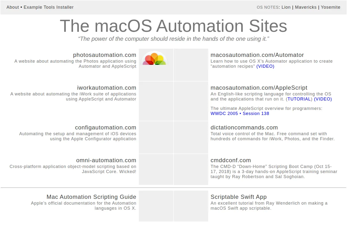 Captured homepage of macosxautomation.com in the current scan