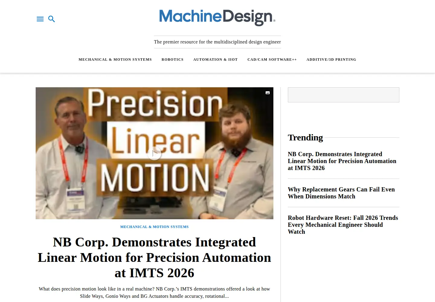Screenshot of machinedesign.com