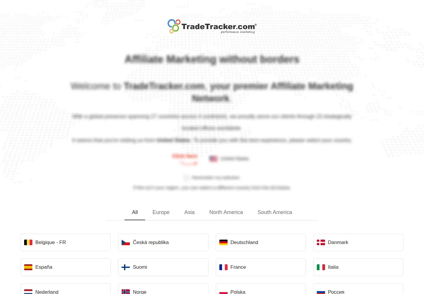 Captured homepage of tradetracker.net in the current scan