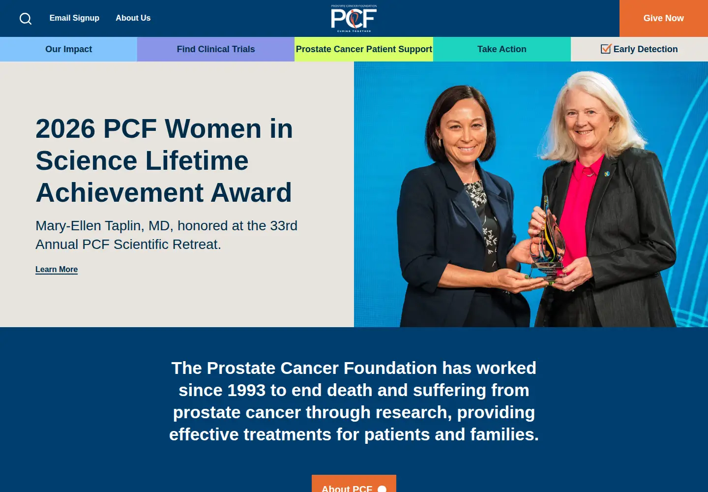 Screenshot of pcf.org