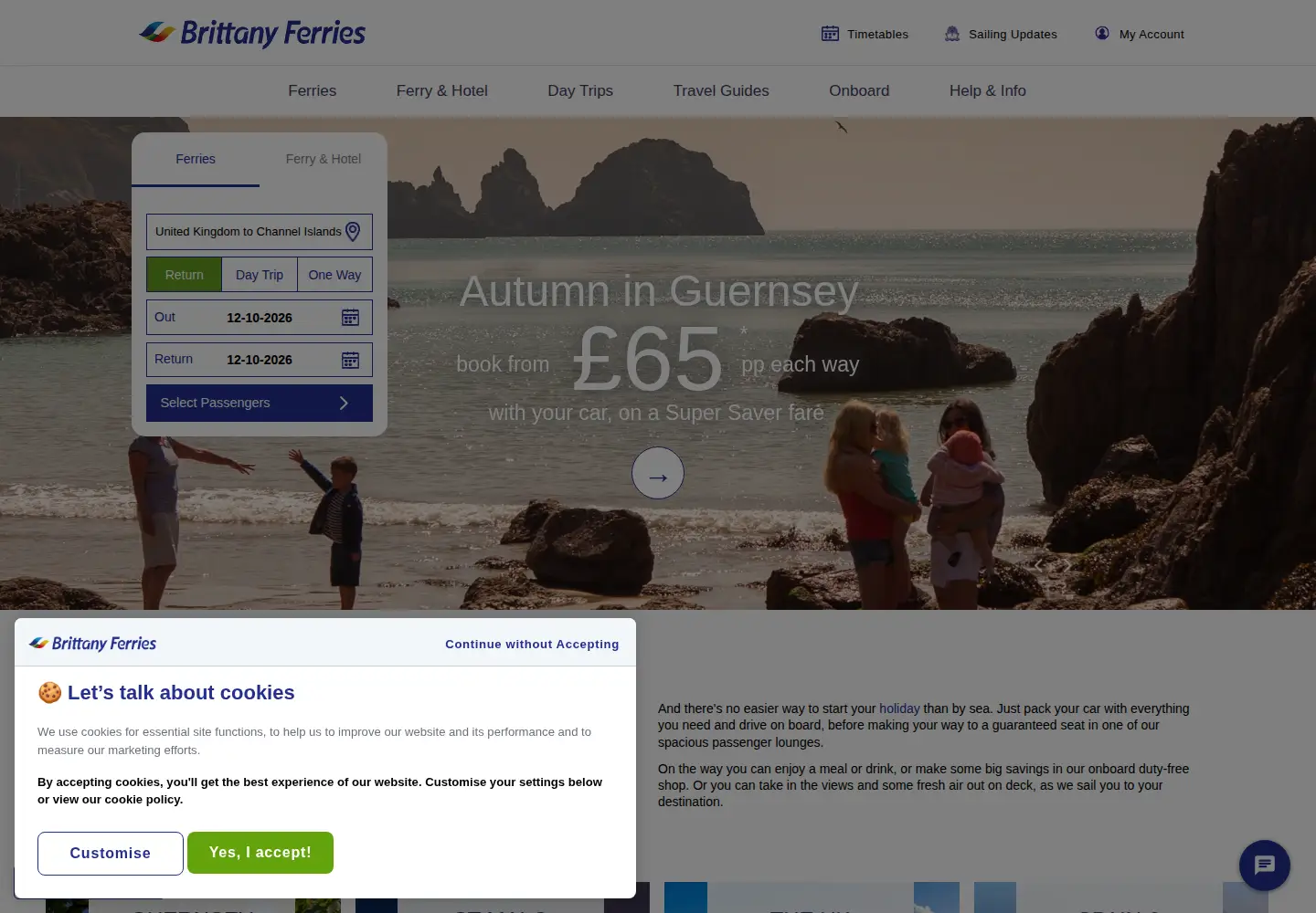 Screenshot of condorferries.co.uk