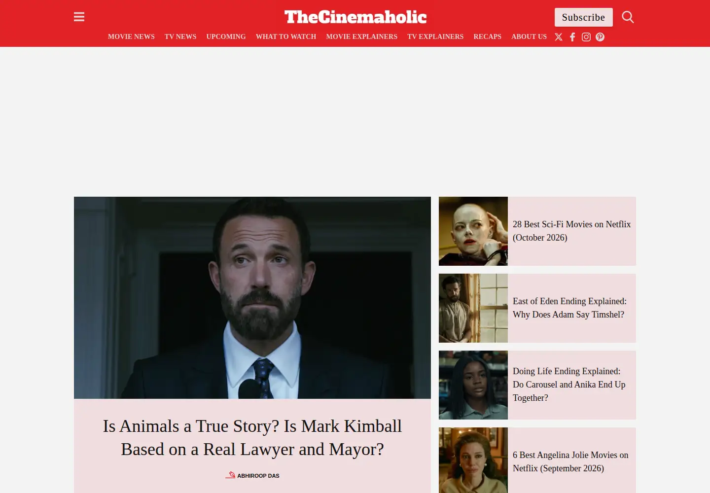 Screenshot of thecinemaholic.com