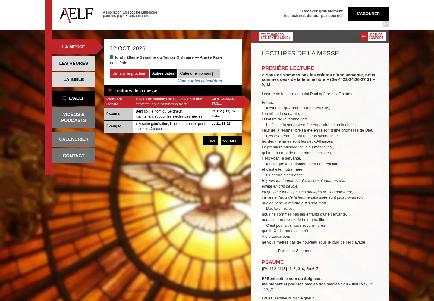 Screenshot of aelf.org