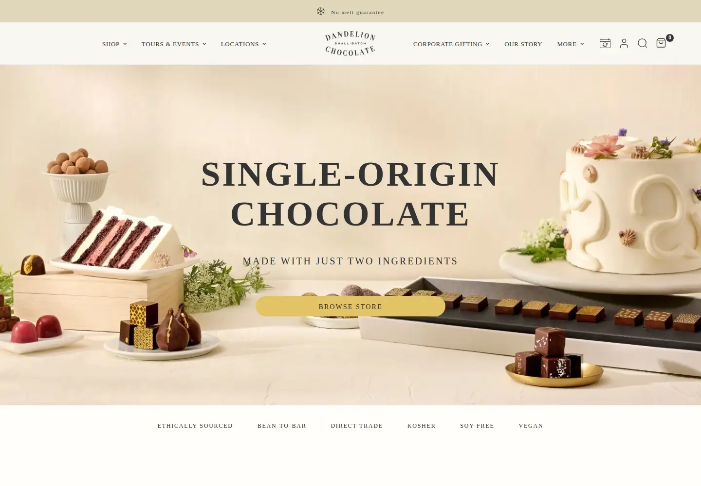 Screenshot of dandelionchocolate.com