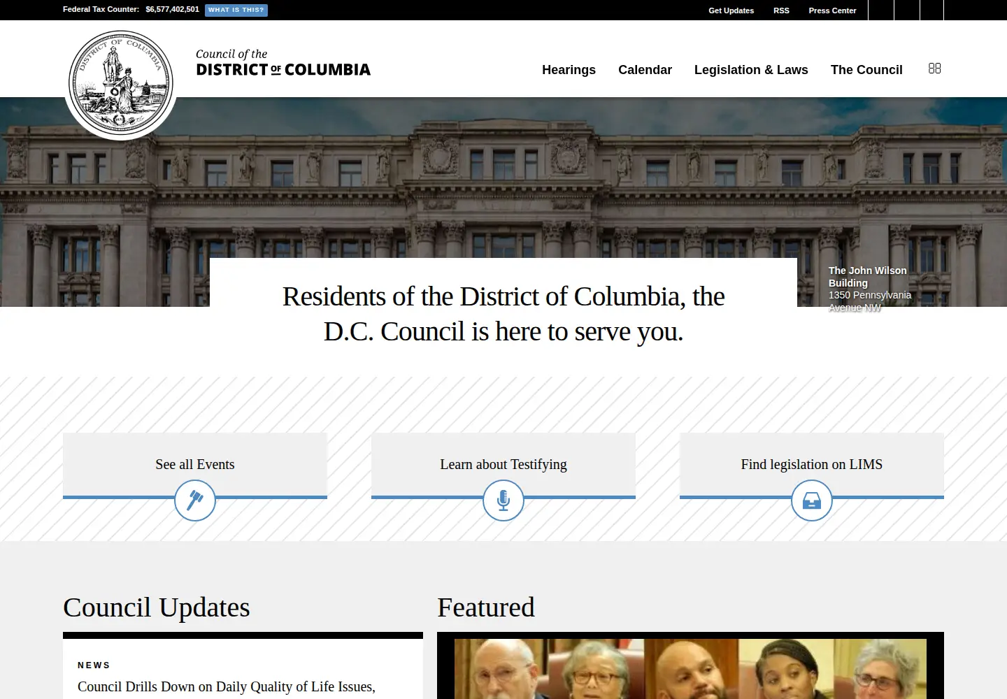 Screenshot of dccouncil.gov