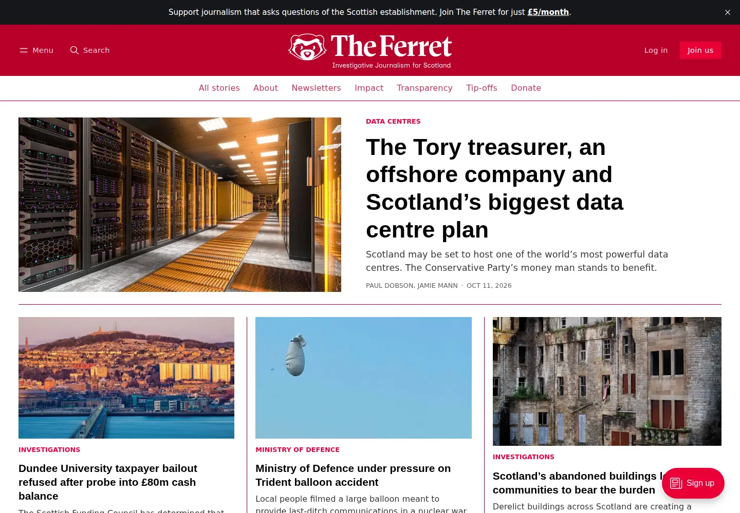 Screenshot of theferret.scot
