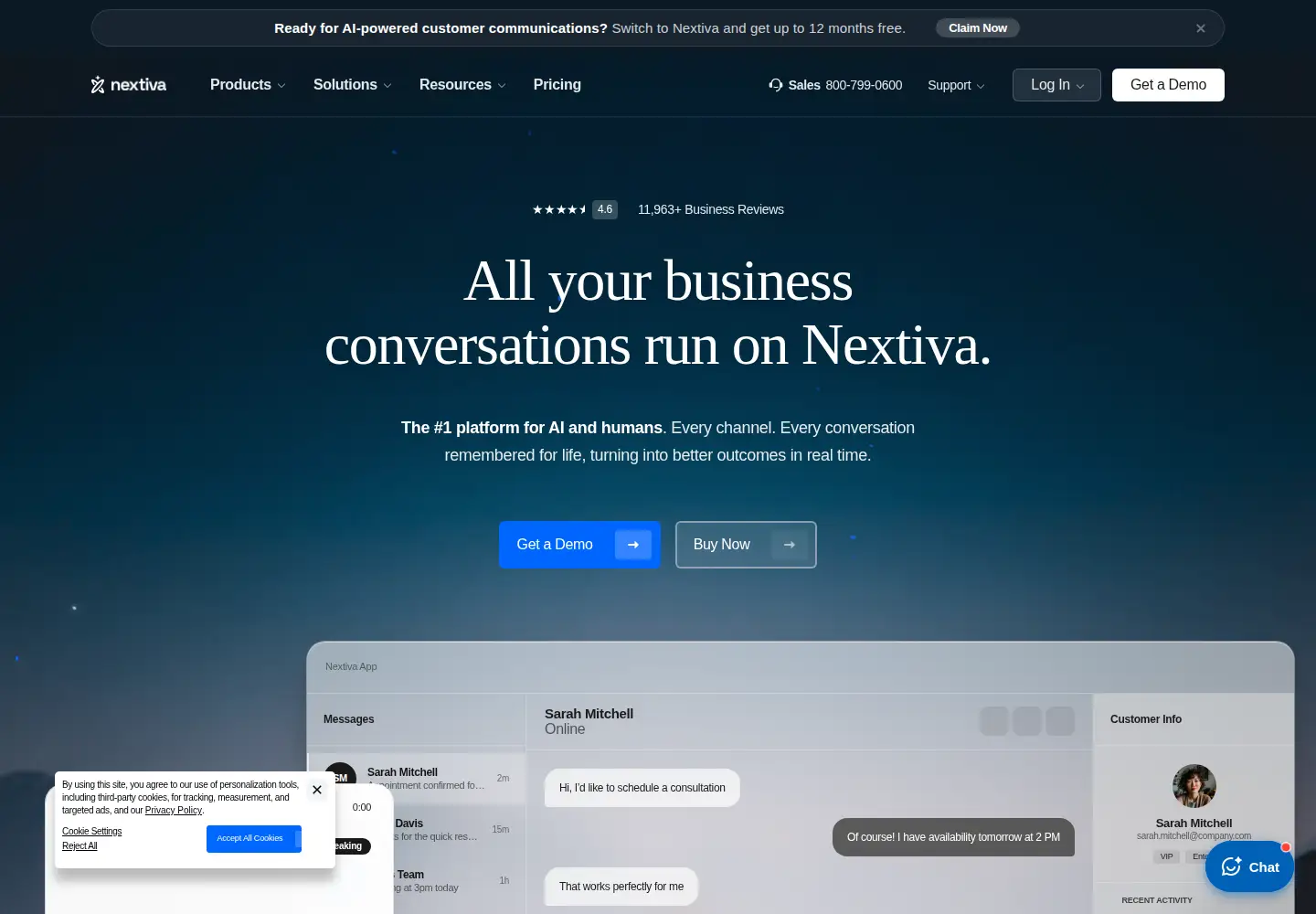 Screenshot of nextiva.com