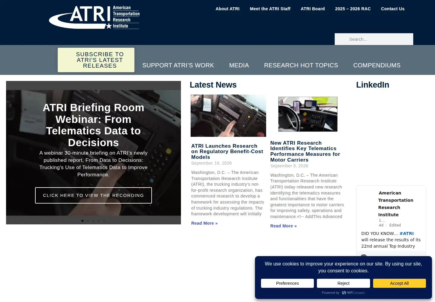 Captured homepage of truckingresearch.org in the current scan