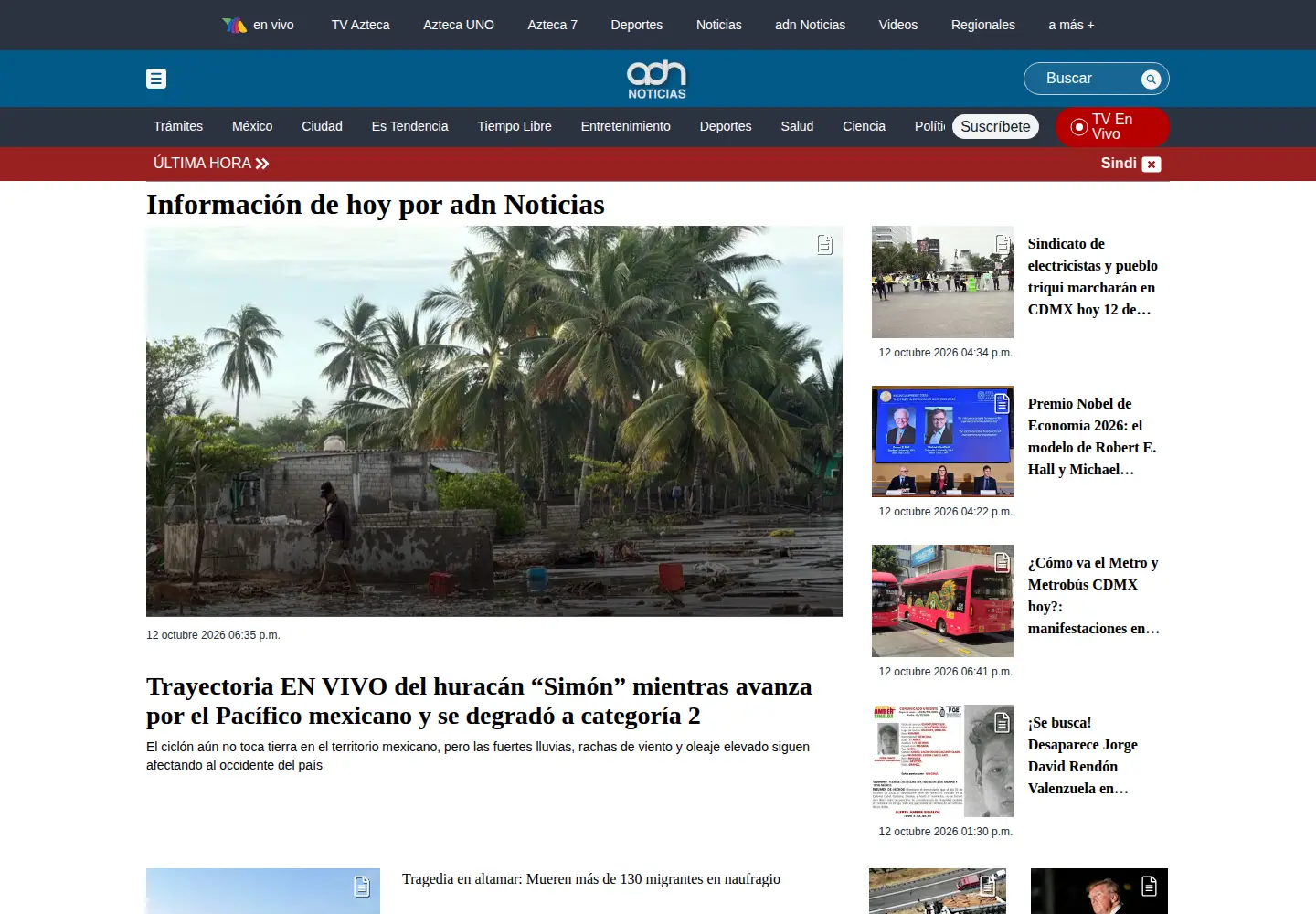 Captured homepage of adn40.mx in the current scan