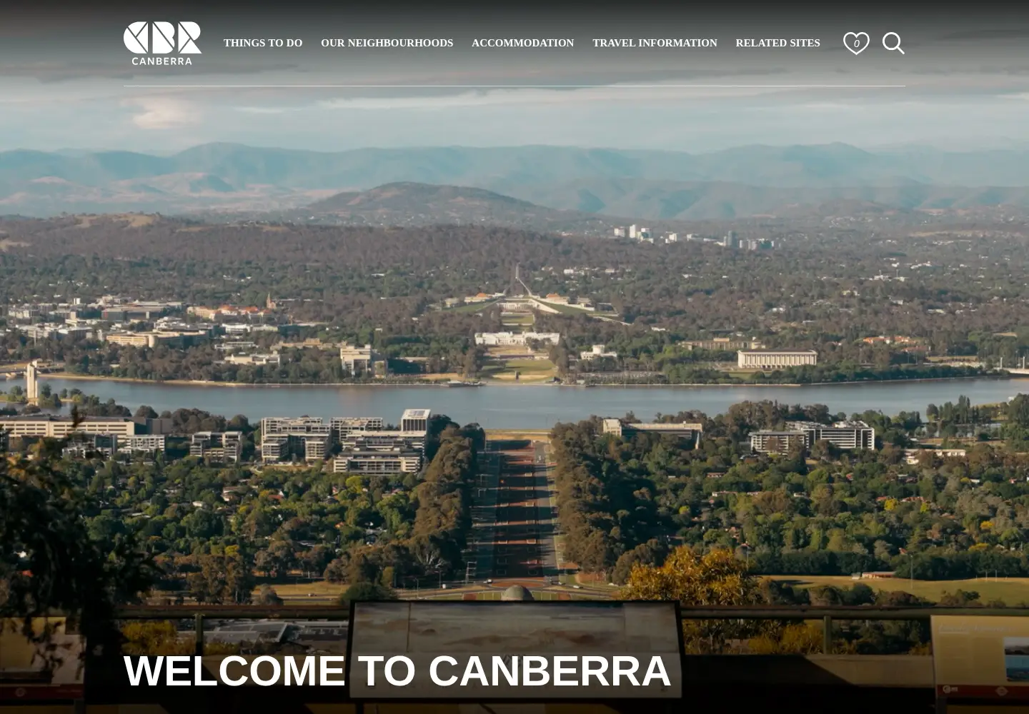 Captured homepage of visitcanberra.com.au in the current scan