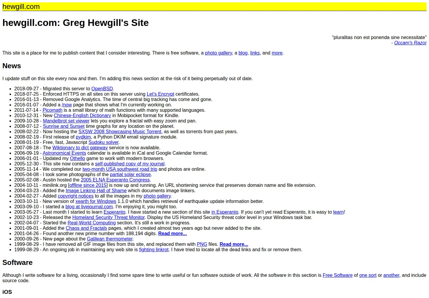 Captured homepage of hewgill.com in the current scan