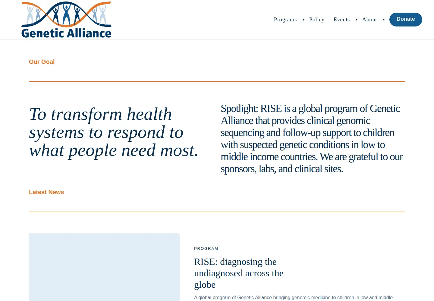 Screenshot of geneticalliance.org