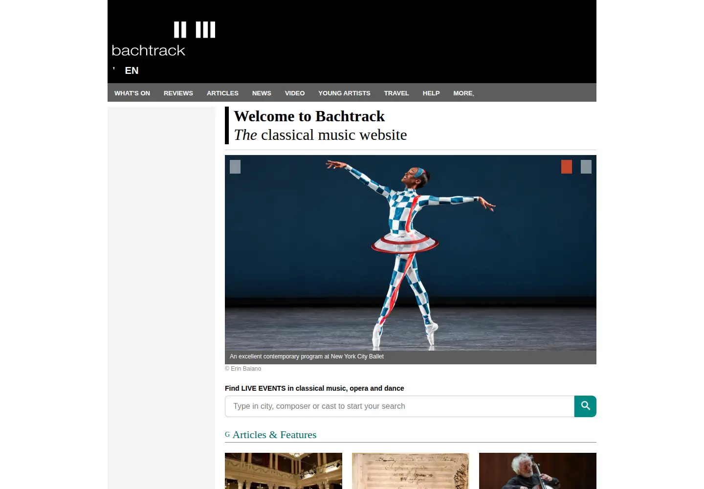 Screenshot of bachtrack.com