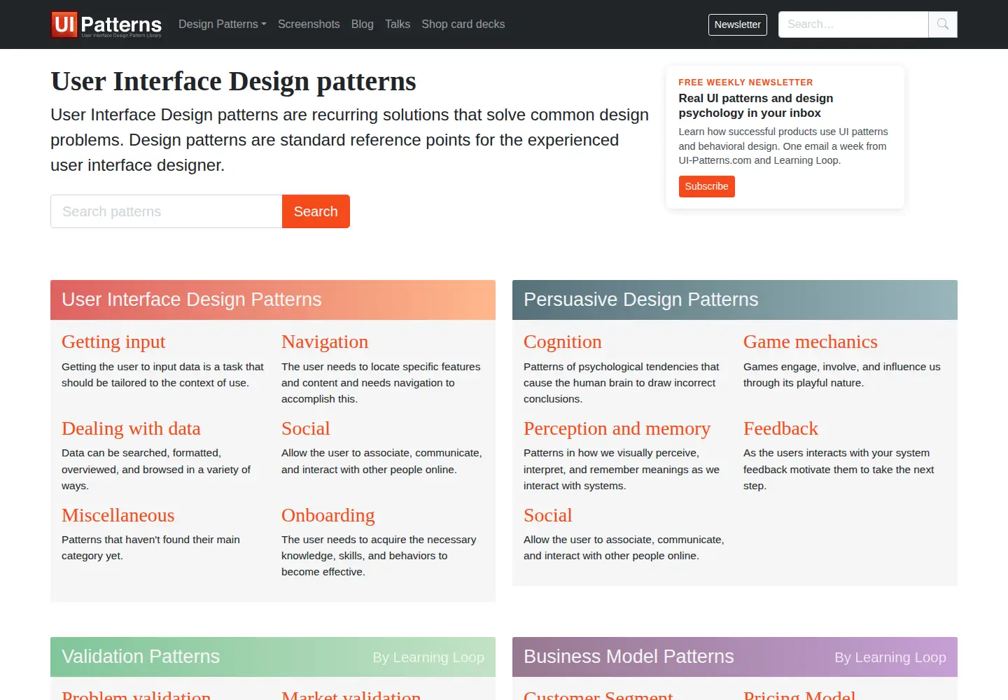 Screenshot of ui-patterns.com