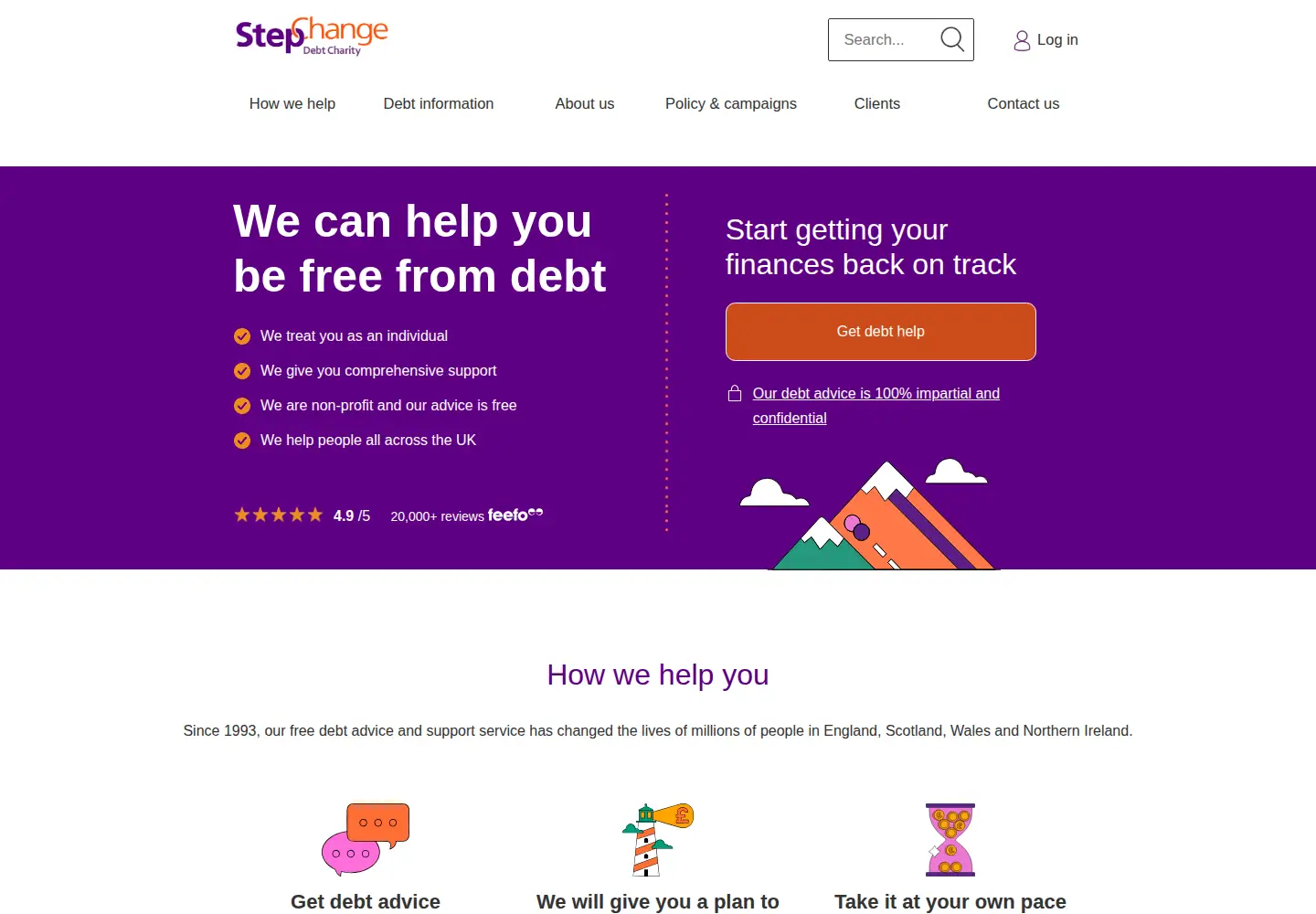Captured homepage of stepchange.org in the current scan